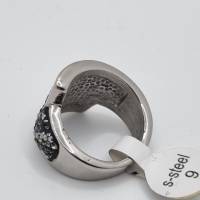 Edelstahl Ring mit Swarovski Kristalle Schwarz Grau Silber Anthrazit (SCR30) Bild 3