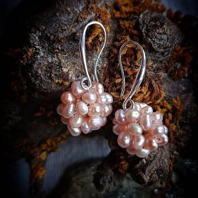 Drahtjuwel Perlenohrringe, Ohrringe | Perlenbeere aus Süsswasserperlen | Sterling Silber | Brautschmuck | Perlen Ohringe