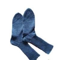 hellblaue handgestrickte Wollsocken,  39/40 unisex, Yogasocken, Bild 1