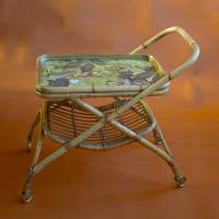 Vintage Teewagen aus Bambus neue Optik Bild 3