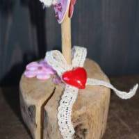 Geschenk Valentinstag ICH LIEBE DICH abstrakt gestalteter Herzaufsteller aus Holz m. Acrylfarbe im Shabby-Stil gestaltet Bild 5