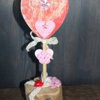 Geschenk Valentinstag ICH LIEBE DICH abstrakt gestalteter Herzaufsteller aus Holz m. Acrylfarbe im Shabby-Stil gestaltet Bild 9