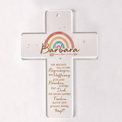 Kreuz zur Erstkommunion oder Taufe personalisierbar Design Pfeil