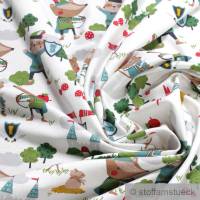 Stoff Kinderstoff Baumwolle Elastan Single Jersey off-white Robin Hood Burg Bild 2