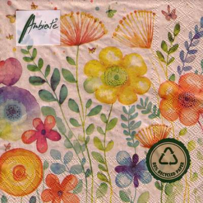 20 Lunchservietten Vibrant spring nature, Recycled, mit farbenfrohen Blumengarten, von Ambiente