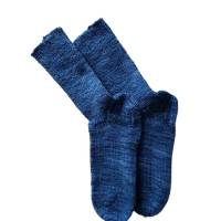 türkisblau, handgestrickte Wollsocken,  38/39 unisex, Yogasocken, Bild 1