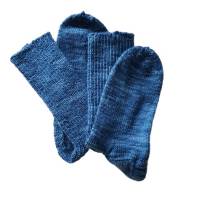 türkisblau, handgestrickte Wollsocken,  38/39 unisex, Yogasocken, Bild 2