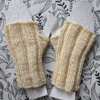 Fingerlose Handschuhe - Pulswärmer für Kinder ab 3 Jahre wollweiß/cream Bild 1