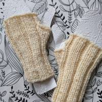 Fingerlose Handschuhe - Pulswärmer für Kinder ab 3 Jahre wollweiß/cream Bild 2