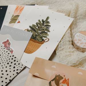 Überraschungstüte Postkarten Tilda&Theo Wundertüte mit Grußkarten, Stickern, Washitapes, Schreibwaren - Geschenktüte Mix Bild 3