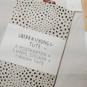 Überraschungstüte Postkarten Tilda&Theo Wundertüte mit Grußkarten, Stickern, Washitapes, Schreibwaren - Geschenktüte Mix Bild 7