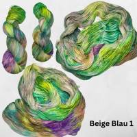Kaleidoskop BEIGE BLAU - Handgefärbte Sockenwolle im Strang /100g Bild 2
