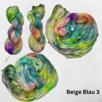 Kaleidoskop BEIGE BLAU - Handgefärbte Sockenwolle im Strang /100g Bild 3