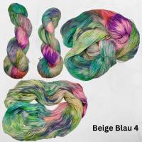 Kaleidoskop BEIGE BLAU - Handgefärbte Sockenwolle im Strang /100g Bild 4