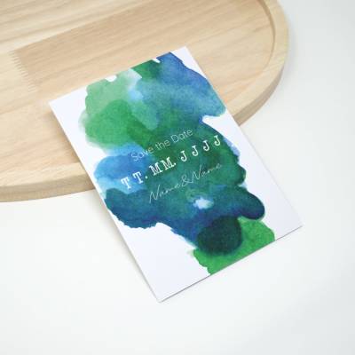 50 x A6 personalisierte Save the Date | Aquarell Hochzeitskarte