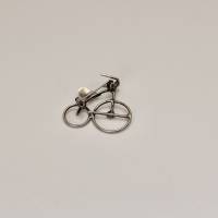 Vintage Brosche Fahrrad Silberfarbe Metall 80er Jahre für Rad Fahrer Sport Geschenk Bild 3