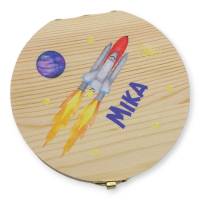 Milchzahndose personalisiert "Weltraum Rakete"/ Milchzahnbox aus Holz Bild 1