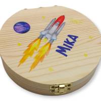 Milchzahndose personalisiert "Weltraum Rakete"/ Milchzahnbox aus Holz Bild 3
