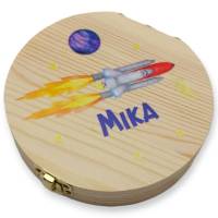Milchzahndose personalisiert "Weltraum Rakete"/ Milchzahnbox aus Holz Bild 4