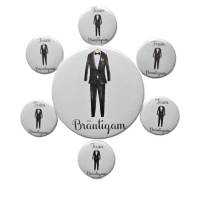 Bräutigam, Team Bräutigam, Hochzeit Button mit Magnet in verschiedene Größen, Smoking, Anzug Bild 1