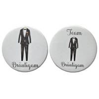 Bräutigam, Team Bräutigam, Hochzeit Button mit Magnet in verschiedene Größen, Smoking, Anzug Bild 3