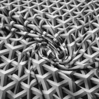 Stoff Baumwolle French Terry Sweatshirtstoff grafisches geometrisches Muster weiß grau schwarz Kleiderstoff Kinderstoff Bild 4