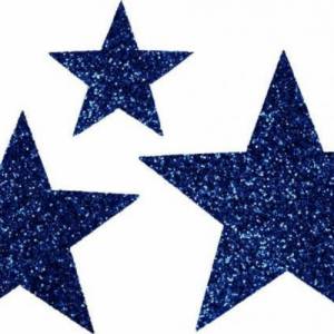 Bügel-Applikation 3x Sterne blau glitter Bild 1