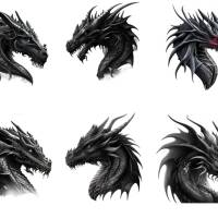 Bügelbilder Bügelmotiv Drache schwarz Monster Dragon Junge Mädchen Höhe 10cm Bild 1