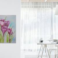 Crocus - Krokus - Blumenmalerei - Originalgemälde in Öl auf Leinwand Keilrahmen, 40 x 50 cm Bild 2