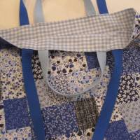 Stofftasche PW blau aus Baumwolle mit vier Henkeln Bild 2