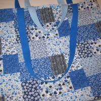 Stofftasche PW blau aus Baumwolle mit vier Henkeln Bild 3