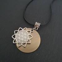 Blume des Lebens Collier Kette zum Gravieren in Bronzeton / Ornament Lebensblume Halskette /Geschenkidee Bild 1