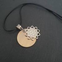 Blume des Lebens Collier Kette zum Gravieren in Bronzeton / Ornament Lebensblume Halskette /Geschenkidee Bild 2