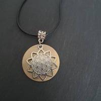 Blume des Lebens Collier Kette zum Gravieren in Bronzeton / Ornament Lebensblume Halskette /Geschenkidee Bild 3