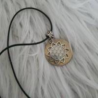 Blume des Lebens Collier Kette zum Gravieren in Bronzeton / Ornament Lebensblume Halskette /Geschenkidee Bild 5