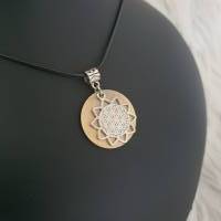Blume des Lebens Collier Kette zum Gravieren in Bronzeton / Ornament Lebensblume Halskette /Geschenkidee Bild 8