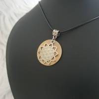 Blume des Lebens Collier Kette zum Gravieren in Bronzeton / Ornament Lebensblume Halskette /Geschenkidee Bild 9