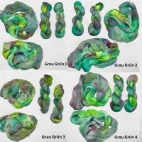 Kaleidoskop GRAU GRÜN - Handgefärbte Sockenwolle im Strang /100g Bild 1