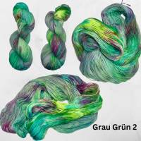 Kaleidoskop GRAU GRÜN - Handgefärbte Sockenwolle im Strang /100g Bild 3