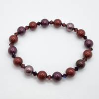 Armband Perlen Rot Weinrot Dunkelrot mit Crystal Pearls und Bicones (A73) Bild 1