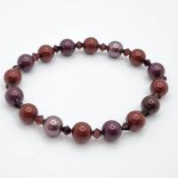 Armband Perlen Rot Weinrot Dunkelrot mit Crystal Pearls und Bicones (A73) Bild 2