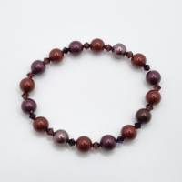 Armband Perlen Rot Weinrot Dunkelrot mit Crystal Pearls und Bicones (A73) Bild 3