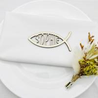 Tischdekoration zur Taufe | personalisierte Gastgeschenke zur Kommunion | Symbol für Konfirmation | Fisch Symbol Bild 2