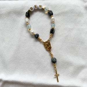 Rosenkranz klein mit Edelstein personalisiert mit Name Geschenk Kommunion Gebetskette religiöses modernes Geschenk Firmu Bild 9