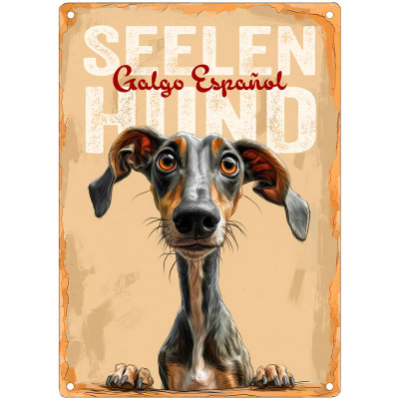 Hunde-Dekoschild SEELENHUND GALGO ESPAÑOL, wetterbeständiges Wandschild