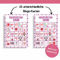 Bingo für Valentinstag Druckvorlage - Valentinstag-Bingo zum Selberdrucken - Bingo für Kinder - Digitaler Download Bild 3