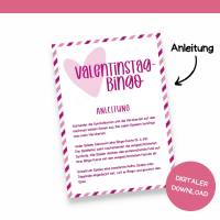 Bingo für Valentinstag Druckvorlage - Valentinstag-Bingo zum Selberdrucken - Bingo für Kinder - Digitaler Download Bild 4