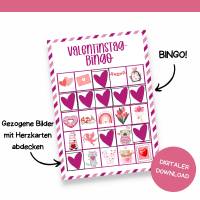 Bingo für Valentinstag Druckvorlage - Valentinstag-Bingo zum Selberdrucken - Bingo für Kinder - Digitaler Download Bild 7