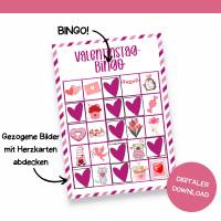 Bingo für Valentinstag Druckvorlage - Valentinstag-Bingo zum Selberdrucken - Bingo für Kinder - Digitaler Download Bild 8