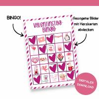 Bingo für Valentinstag Druckvorlage - Valentinstag-Bingo zum Selberdrucken - Bingo für Kinder - Digitaler Download Bild 9